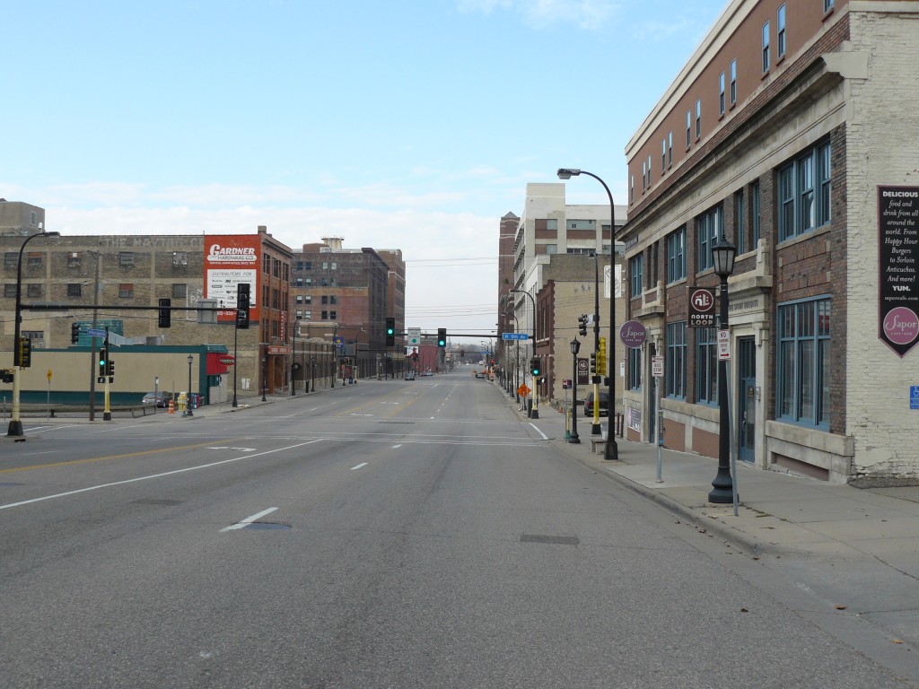 Looking northwest on Washington Avenue from Fifth Avenue North